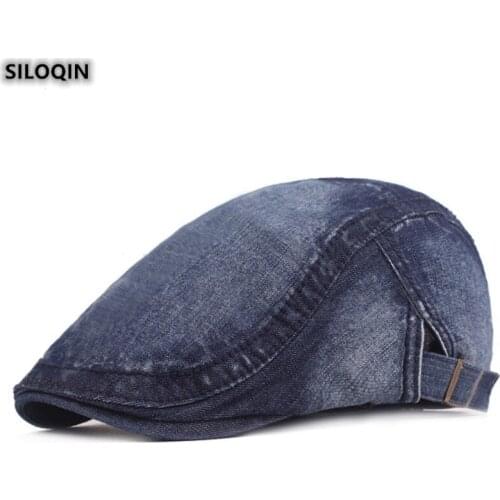 SILOQIN New Fashion Denim Berets For Men Women Spring Autumn Elegant Vintage Leisure Sports Cap Adjustable Size Snapback Unisex