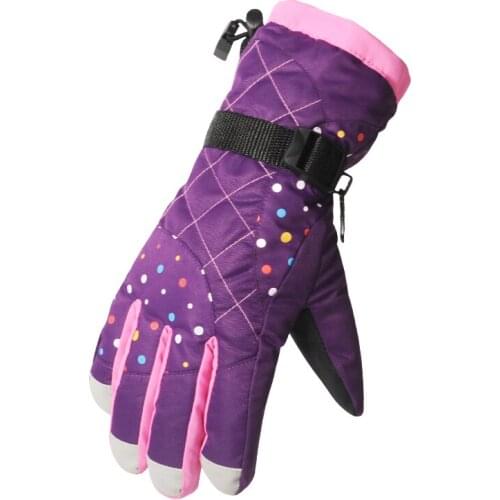 AONIJIE Water Repellent Thermal Women Girl Winter Ski Gloves Snowboard Snowmobile Motorcycle Cycling Outdoor Gloves Black Purple