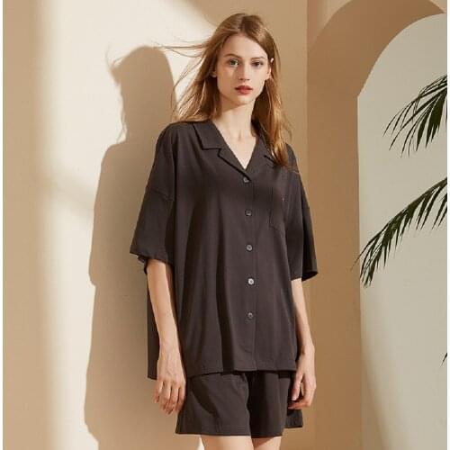 JULYS SONG 2 Pieces Women Pajamas Sets Soft Spring Summer Solid Color Pyjamas Sleepwear With Shorts Female Leisure Nightwear