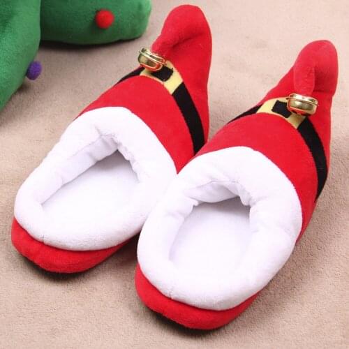 Unisex Plush Cotton Home Slippers Winter Warm Indoor Christmas Slippers Shoes Fur Home Shoe Female Girl Nonslip House Slippers
