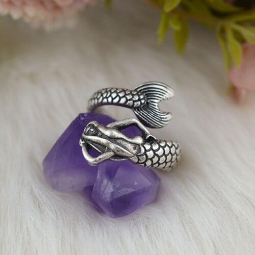 Popular Mermaid Ring Retro Silver Color Vintage Rings For Women