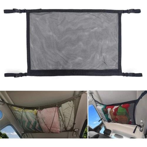 Car Ceiling Double/Single Layer Zipper Drawstring Mesh Storage Bag Organizer Sundries Storage Stowing Car Products Accessories