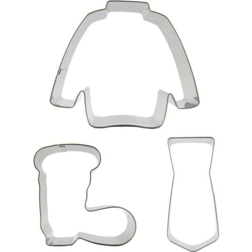 Long-sleeved shirts, hip-hop shoes, Necktie shaped 3 biscuit cutting dies, baking tools, cake decoration soft candy tools