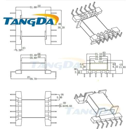 Tangda EFD EFD30 Type 6+6 pin 12P Bobbin magnetic core + skeleton ferrites Power Transformer housing PC40 DIP L