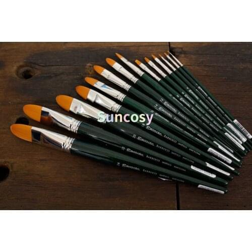 Escoda Barroco Toray Gold Synthetic Brush 1512 - Bright, Long Handle, Finest Quality Synthetic Fiber, Available for Watercolors