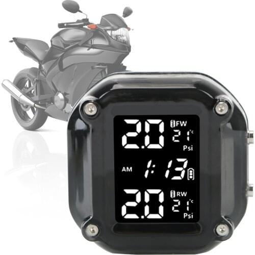 LEEPEE Tyre Temperature LCD Display Motorcycle TPMS With 2 External Sensors Motor Tire Pressure Monitoring Alarm System
