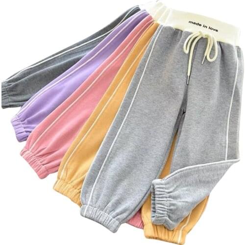 Girls Sport Pants Solid Color Girl Pants Children Casual Style Childrens Sweatpants Spring Autumn Childrens Clothes
