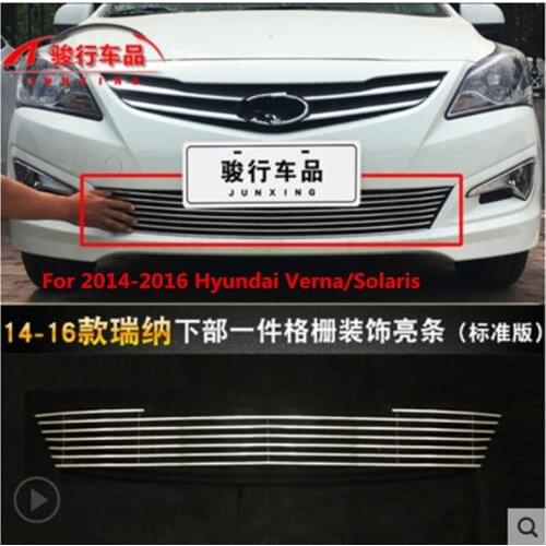 High quality stainless steel Front Grille Around Trim Racing Grills Trim For 2014-2016 Hyundai Verna/Solaris