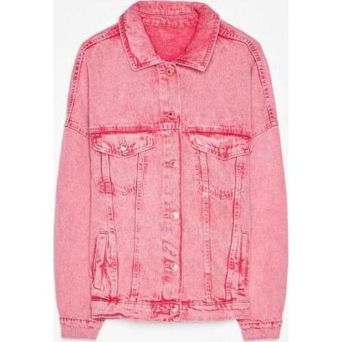 ZAAHONEW Nice New Spring And Autumn Women Casual Loose Long Sleeve denim Vogue Pink Single Breasted Female Jacket