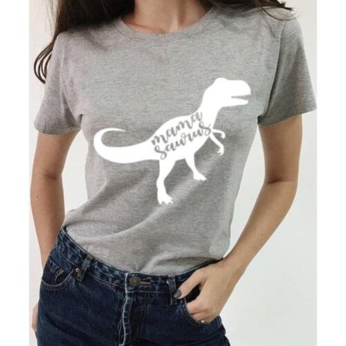 Mama Saurus T-shirt Cartoon Dinosaur Letter Printed Mom Life Tshirt Women Casual Graphic Tees Tops Summer Fashion Funny Outfit