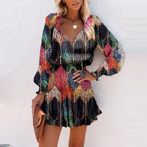 Womens Dresses Spring Summer 2021 New Arrival Long Sleeve Elegant Korean Style Boho Casual A-Line Mini Robe Streetwear