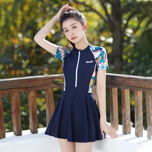 Zipper Swimsuit Women Plus Size Swimwear One Piece Bathing Suit With Removable Skirt Ropa Mujer Verano 2021 Bodysuit