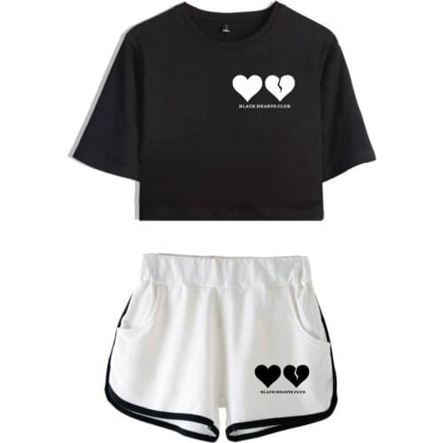 New Harry Styles Printed two Piece Set Sexy Cotton T shirt Woman Tracksuit Fashion Crop Top and Shorts Pants Summer Clothes