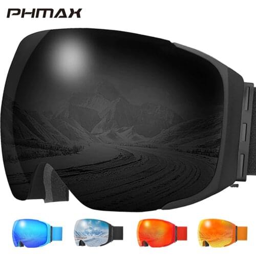 PHMAX Winter Ski Goggles Anti-UV Snowboard Goggles Sunglasses Anti-Fog Yellow Lens Ski Glasses With Mask Men Snow Skiing Glasses