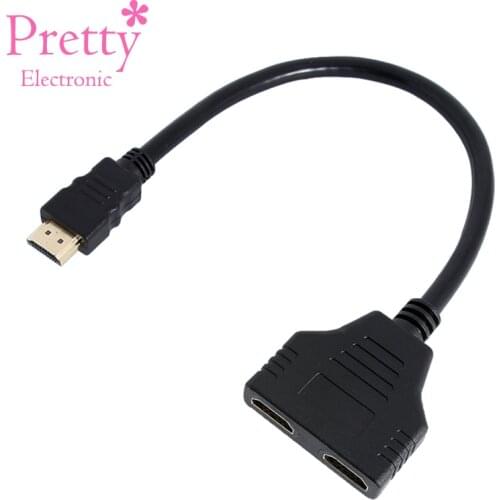 1 in 2 Out Adapter HDMI-compatible Cable hdmi Splitter Converter Video Cables Support 1080P for PC Display Projector TV