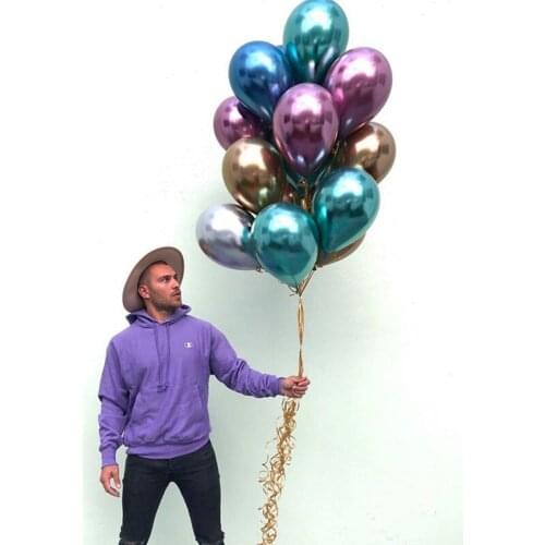 10pcs 12inch New Glossy Metal Pearl Latex Balloons Thick Chrome Metallic Colors Inflatable Air Balls Globos Birthday Party Decor