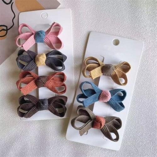 10pcs/lot Children Handmade Hair Accessories Corduroy Bow Hairpins Girls Lovely Hair Bows Hair Clips Headwear Barrettes