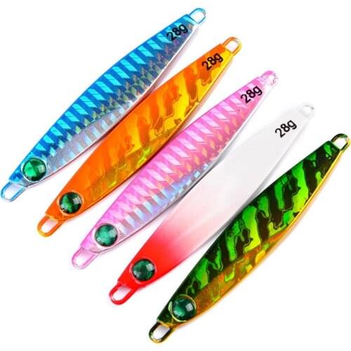 5PCS Slow Jig Glow Fishing Deep Sea Ocean Boat Rock Beach Metal Jigging Jigbait Spoon Lure baits 10g/17g/21g/28g/40g