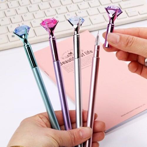 50pcs/lot Creative Fashion Korean Colorful Twinkling Diamond Crystal Gel Pen Unisex Pen Black Ink School Office Girls Gift