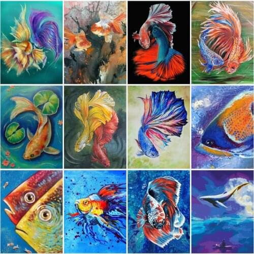 5D Diamond Painting Ornamental Fish Animal Cross Stitch Diy Living Room Decoration Painting Full Diamond Mosaic Wall Art