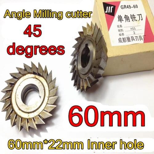 60mm*45 degrees*22 mm Inner hole HSS Angle Milling cutter HSS cutting tools Free shipping