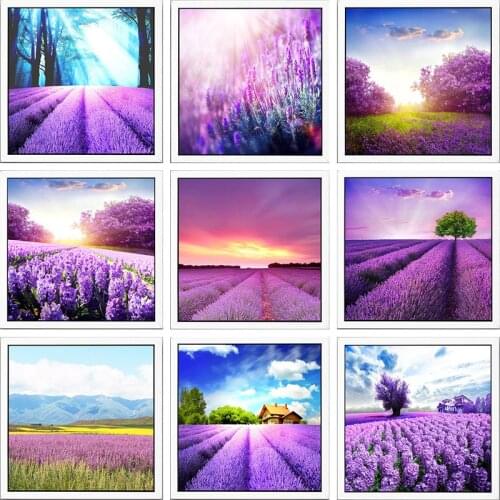 5D DIY Diamond Painting lavender fields Embroidery Full Square Diamond Cross Stitch Rhinestone Mosaic Painting Home Decor Gift