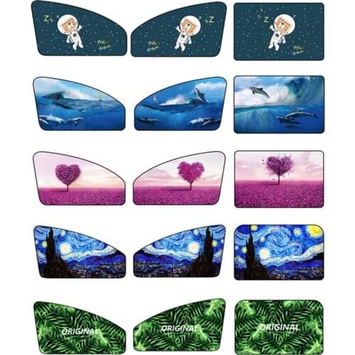 Car Magnetic Sun Shades Creative Cartoon Design Car Window Sunshade Curtain UV Protection Car Sun Visor Heat Shield Shade