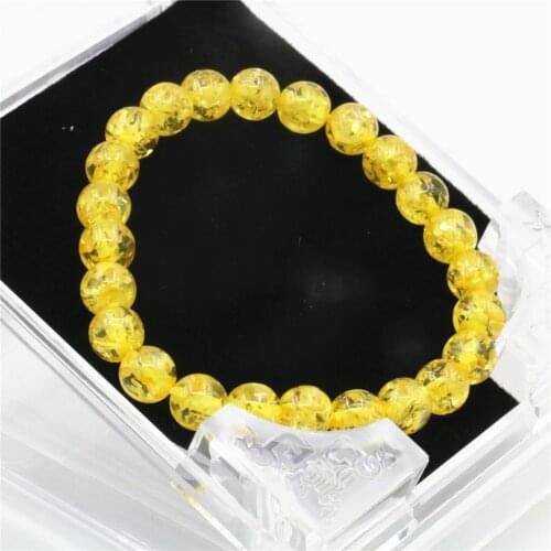 Hot Gold Yellow Artificial Resin Honey Wax Imitated Ambers Bracelet 8mm 10mm Round Beads Jewelry Gifts Accessories 7.5inch Y113