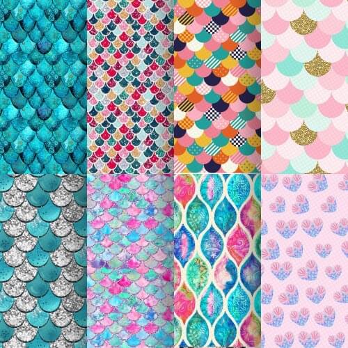 David accessories 20*33cm fish scales vinyl Faux Artificial Synthetic Leather Fabric DIY Sewing Garment bags knot-bow,1Yc4544