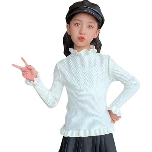 Childrens Sweater Solid Color Girls Turtleneck Casual Style Childrens Sweatshirt Spring Autumn Clothes For Boy 6 8 10 12 14