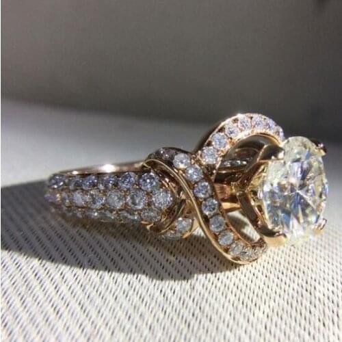 Geometric For Women Fashion Crystal Cubic Zircon Ring Engagement Party Wedding Jewelry Valentines Gift