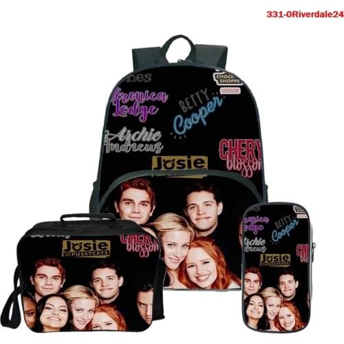 Cool Riverdale Print Backpack Bag College Bookbag Mochila 3pcs/set Teen Girls Boy Backpack Funny TV Series SchoolBag Pencil Case