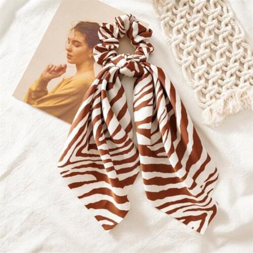 2 Style Fashion Leopard Snake Zebra Pattern Print Satin Long Big Bowknot Plain Hair Rope Bands Hair DIY Scrunchies Ponytails