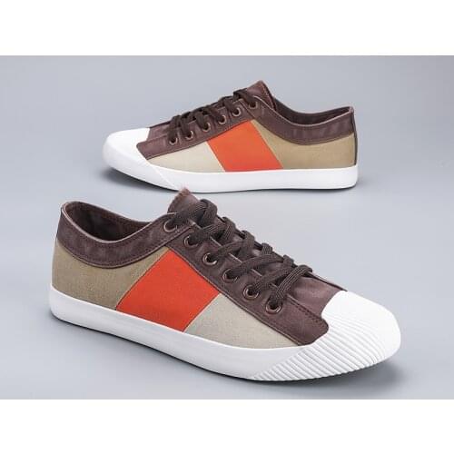 New Fashion Canvas Breathable Skateboard Shoes Spring Autumn Lace Up Leather Casual for Men Flats Loafers Male Sneakers 2021