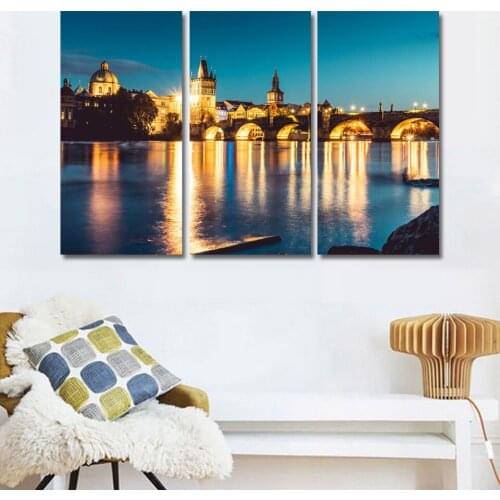 European castle at night 3p KIT Canvas Painting Modern Home Decoration Living Room Bedroom Wall Decor Picture