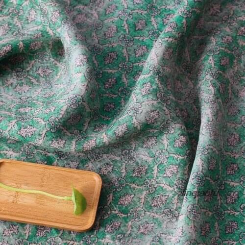 Pastoral style printed clothing dress robe brand fabric High-end linen fabric