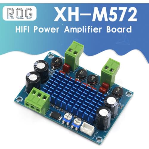 High Power Digital HIFI Power Amplifier Board 2*120W XH-M572 TPA3116D2 Chassis Dedicated Plug-in Input 5V 24V 28V output 120W