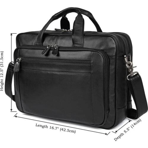 17 Inch Mens Briefcase Genuine Leather Briefcase Large Handbag Business Laptop Bag For Document Mens Messenger Travel Bags
