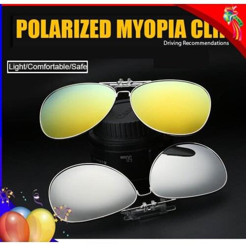 Retro Pilot Sunglasses Clip Men Polarized Sunglass Clip On Prescription Glasses Frame Lightweight Women Car Driver Accessories