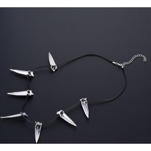 Chic Alloy Necklace for Black Panther Cosplay Pendant Wolves Fangs Shape Necklace for Halloween Party EA