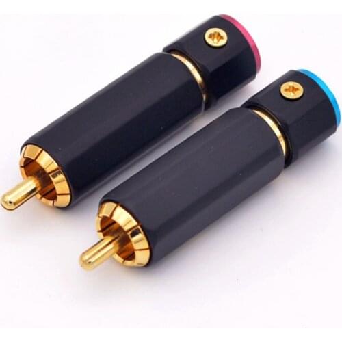 50pcs High quality lotus plug,power amplifier audio gold-plated lock-free welding rca signal cable DIY welding-free AV connector
