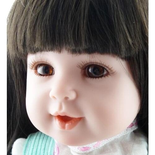 22inch Play Doll Silicone Reborn Baby Doll Adorable Long Hair Girls Toys Christmas Gift Reborn Toddler Princess Baby Doll