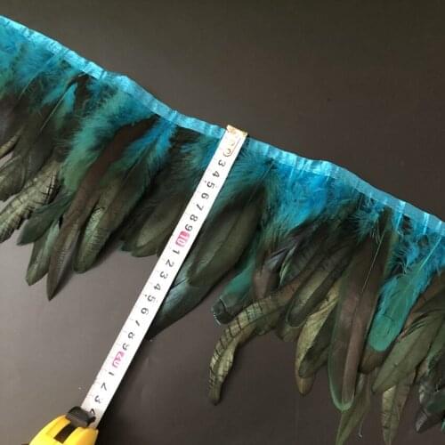 Packing Of 5Meters Turquoise Blue Dyed Feather Lace Fringes 10-15CM 4-6" Height Natural Pheasant Plumes Trims DIY Crafts Ribbons