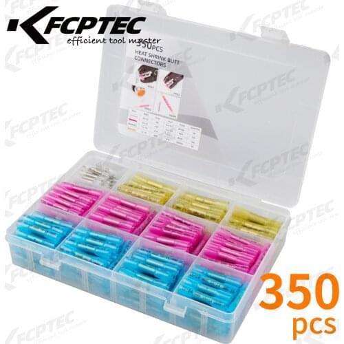 350PCS Wire Heat Shrink Cable Terminal Connector Kit Waterproof Electric Marine Automotive Tubular Terminal