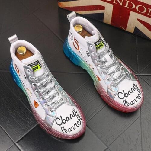 High quality new Korean version of thick soles casual shoes versatile men embroidery high-top shoes b73