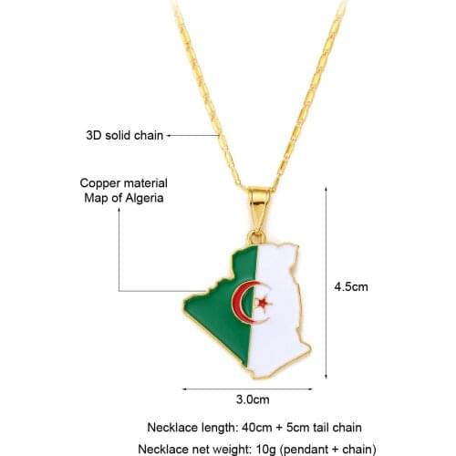 WANGAIYAO Couple Map Necklace Algeria Flag Drop Oil Golden Necklace