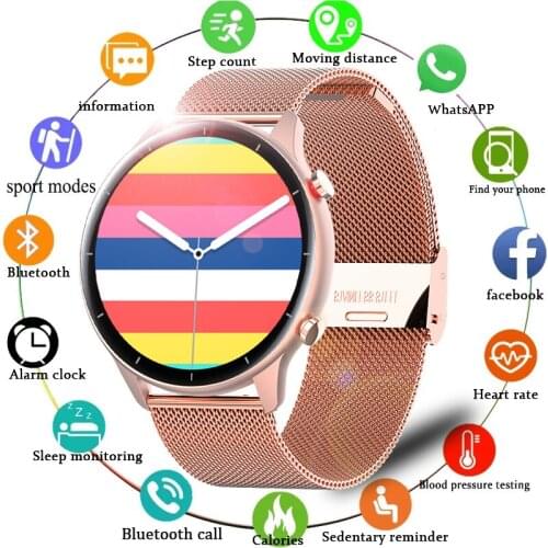 2021 Bluetooth Call Smart Watch Women Full Touch IP68 Waterproof Heart Rate Smartwatch For Xiaomi Huawei Phone Support Hebrew