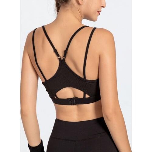 Womens Sports Bra Strappy Comfy Athletic Yoga Workout Bra with Removable Padded