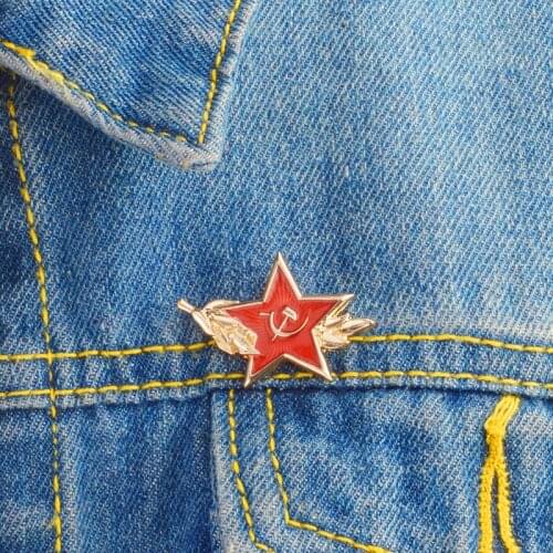 World War II Soviet Soviet CCCP Rice Ears Red Star Scythe Hammer Metal Enamel Brooch Costume Backpack Badge Jewelry Pin