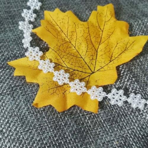 1M New Flower Beaded Fabric 1cm Lace Beads Sequin Craft Decoration Sewing Bride Wedding Headwear Doll Accessories Christmas RG5